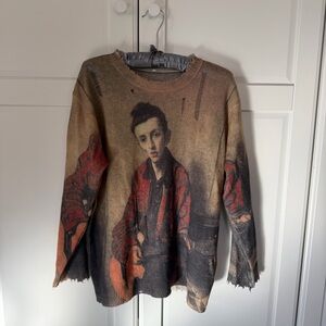 R13 portrait painting Artistic Sweater cashmere